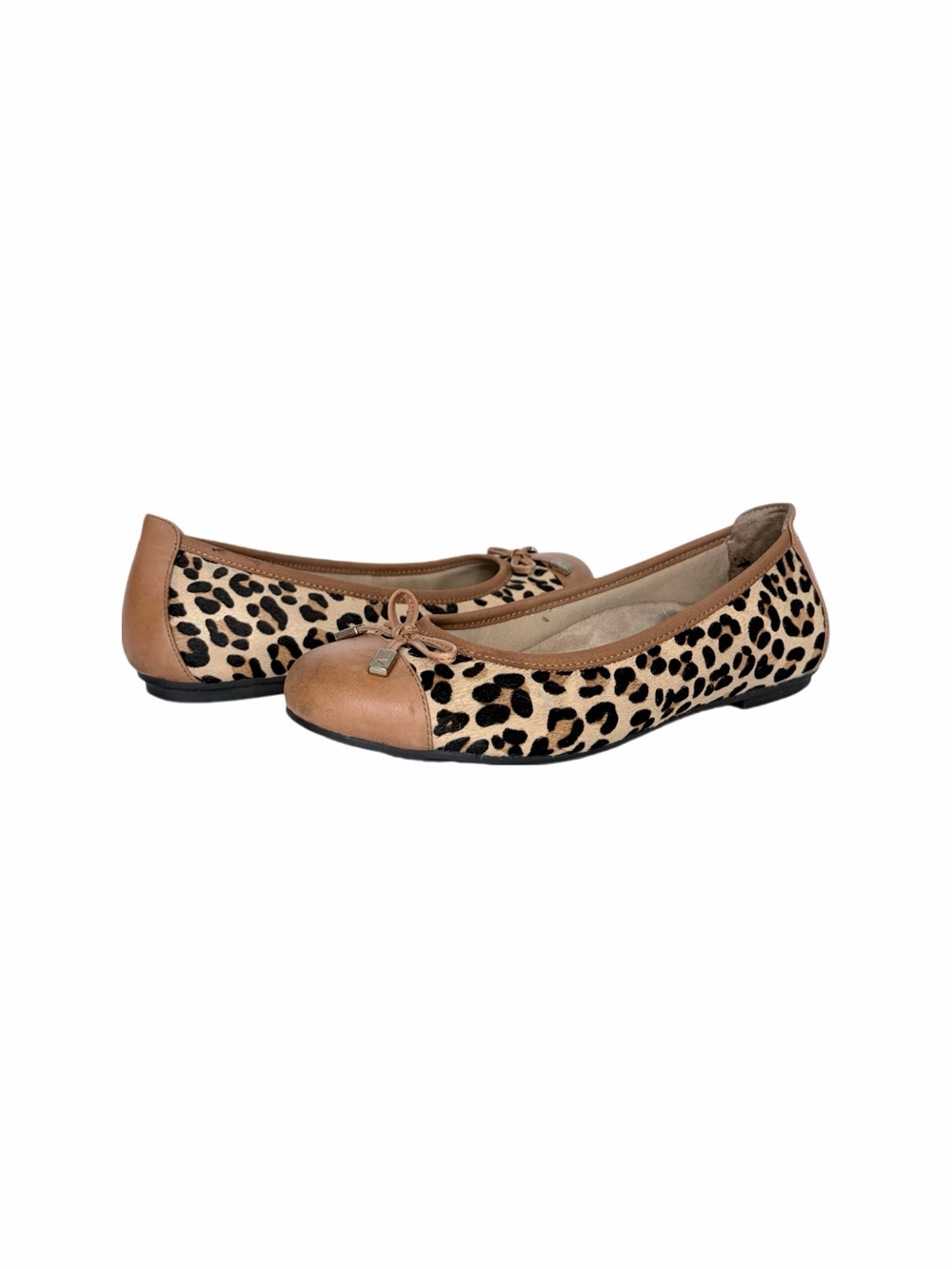 Vionic Orthaheel Minna Leopard Calf Hair Leather Ballet Flats Size 7